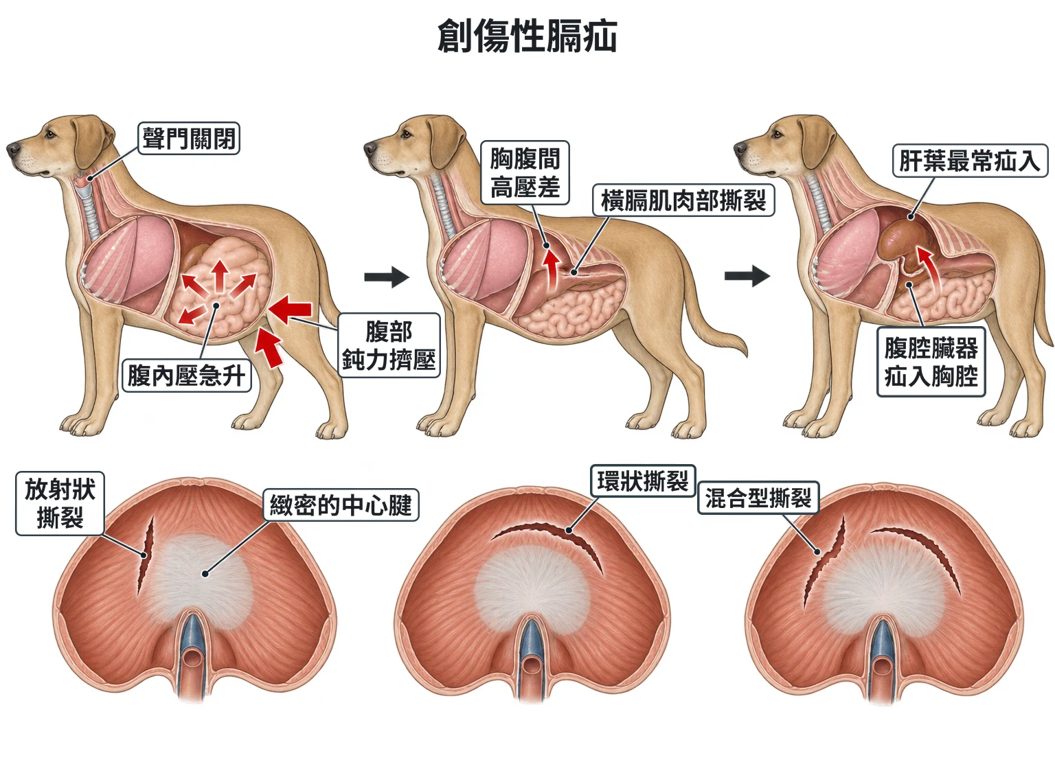 創傷性膈疝教學插圖