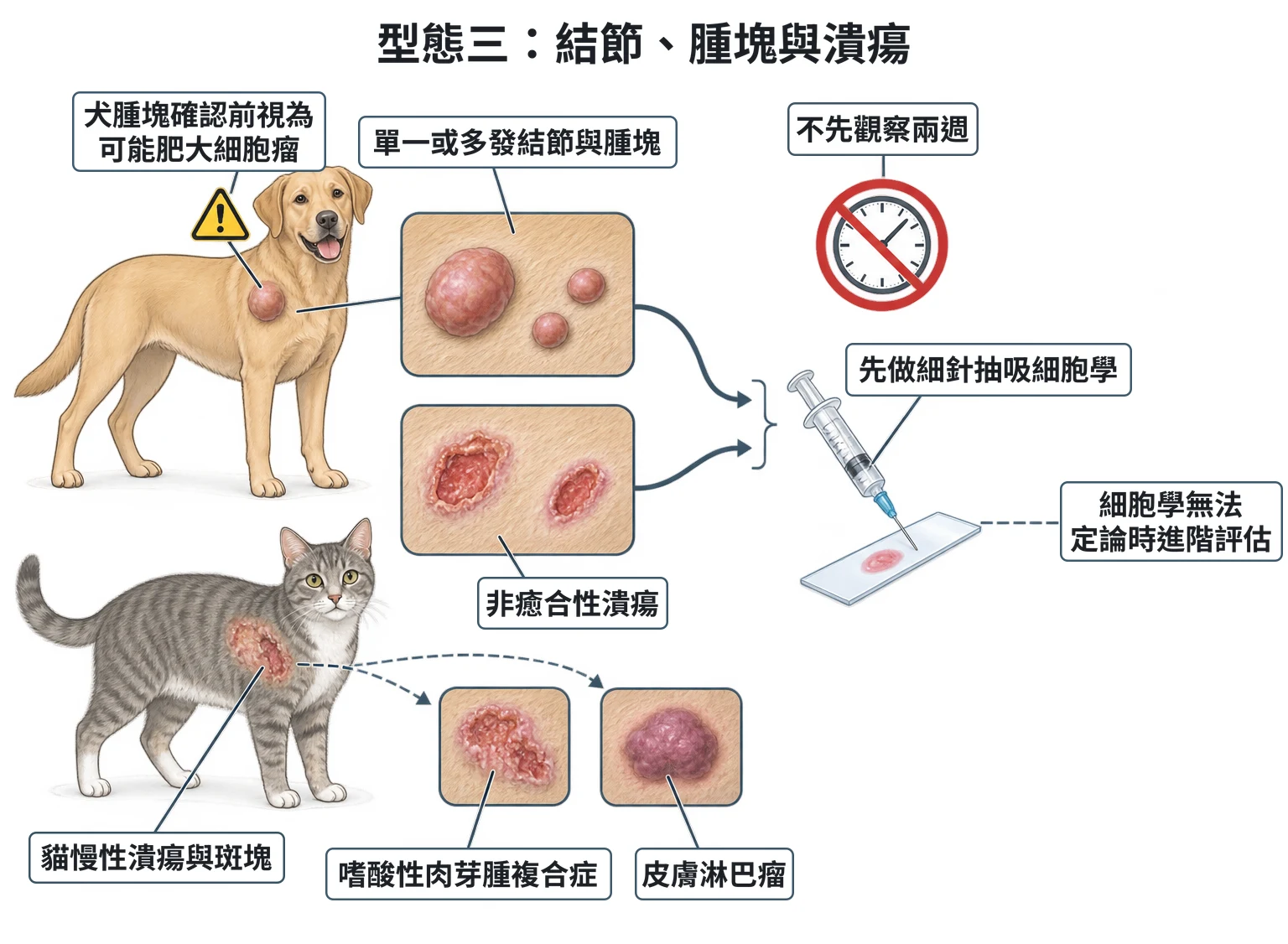 型態三:結節、腫塊與潰瘍教學插圖