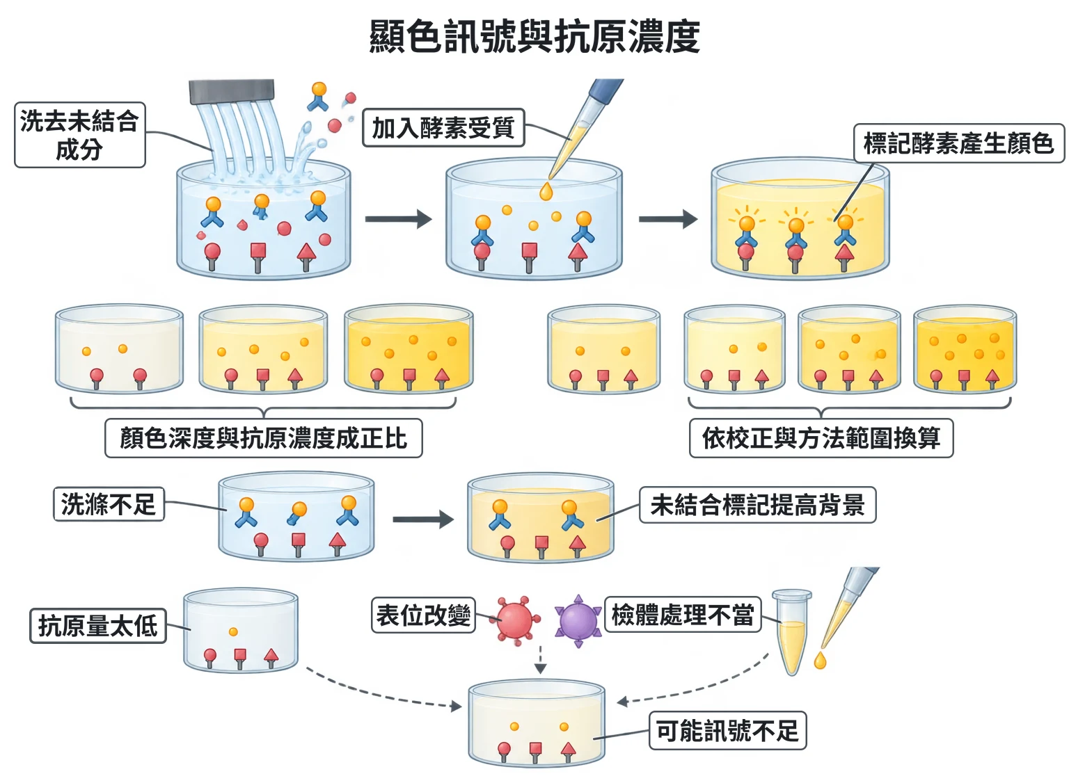 顯色訊號與抗原濃度教學插圖