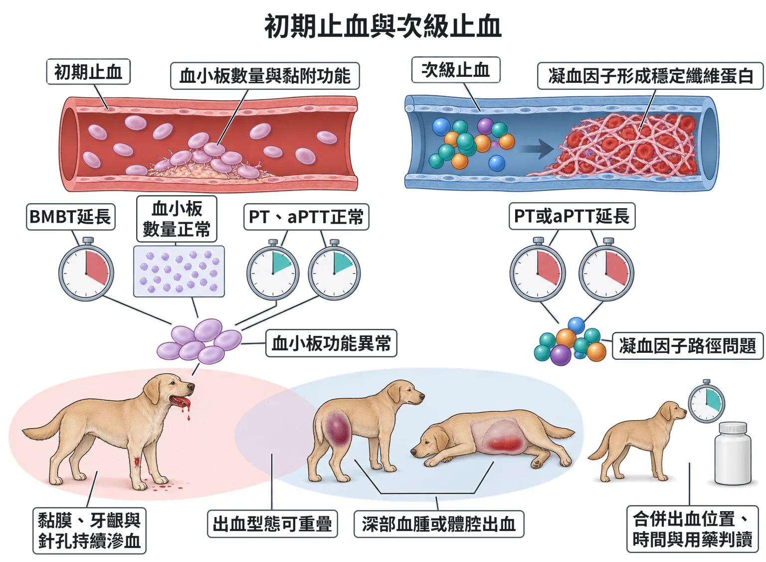 初期止血與次級止血教學插圖