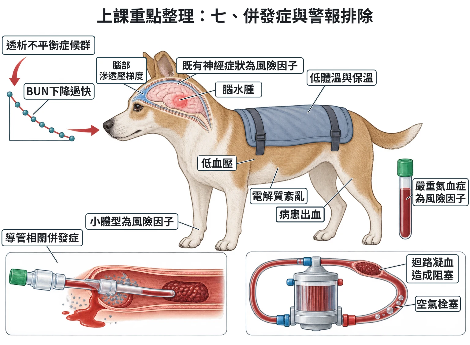 上課重點整理:七、併發症與警報排除(對照簡報 P27–P28)教學插圖