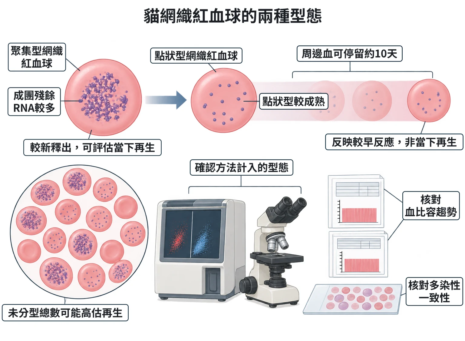 貓網織紅血球的兩種型態教學插圖