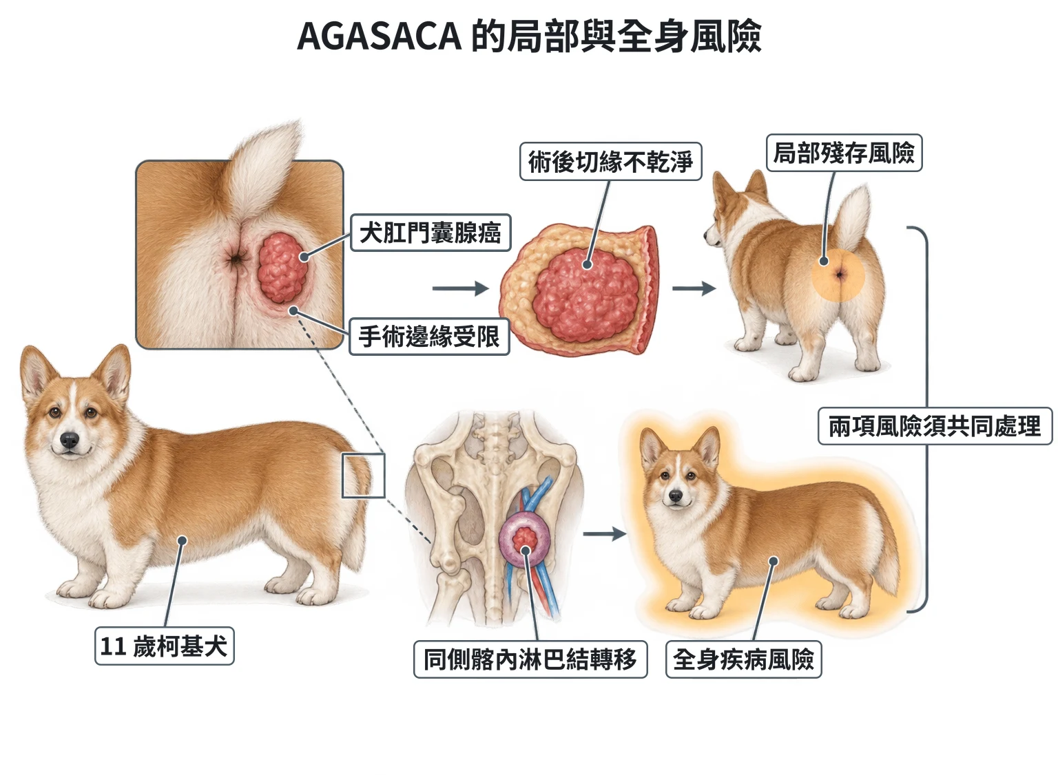 AGASACA 的局部與全身風險教學插圖