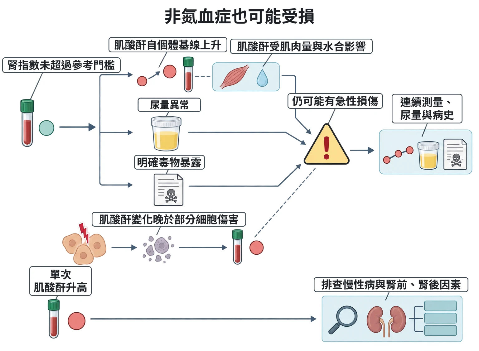 非氮血症也可能受損教學插圖