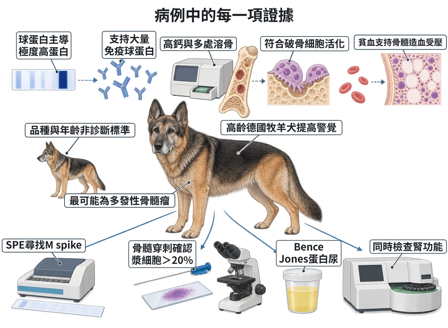 病例中的每一項證據教學插圖