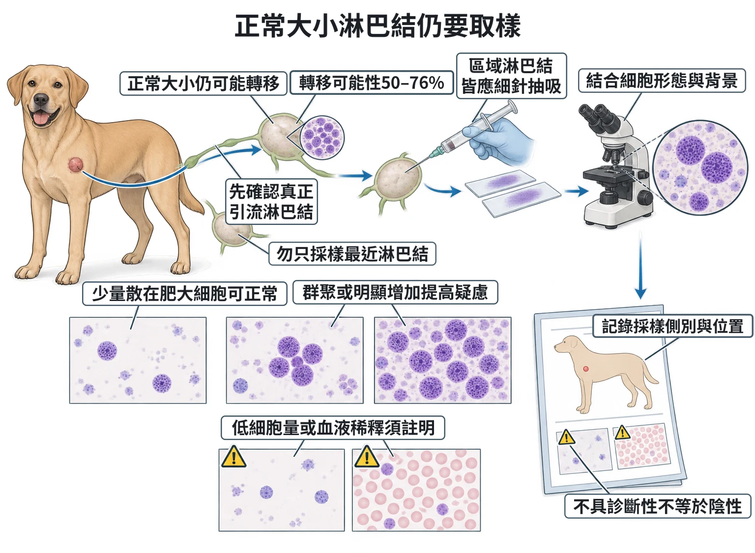 正常大小淋巴結仍要取樣教學插圖