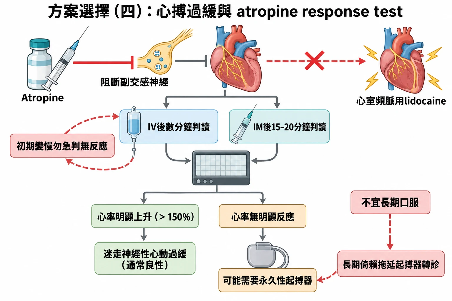 方案選擇(四):心搏過緩與 atropine response test教學插圖
