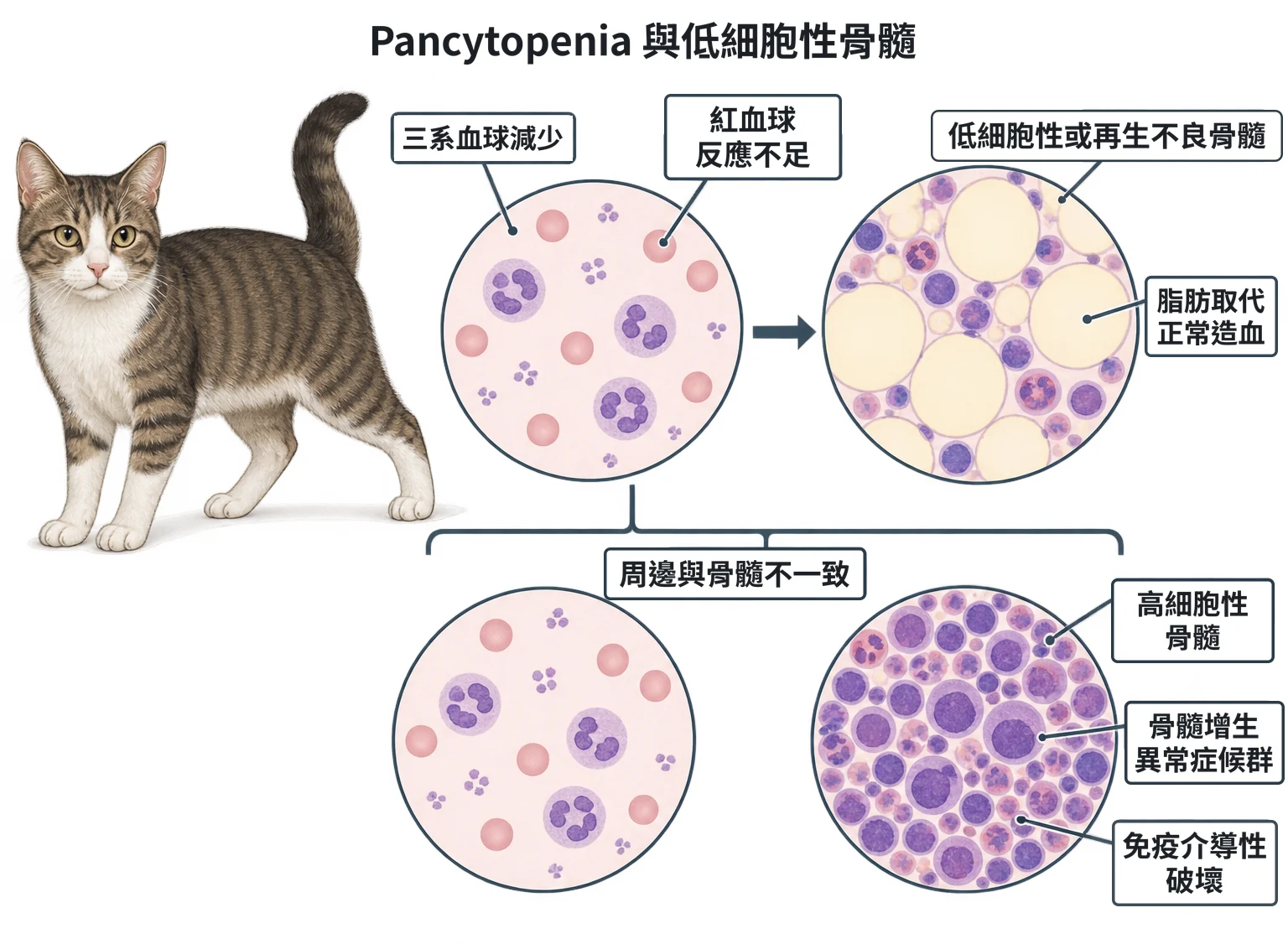 Pancytopenia 與低細胞性骨髓教學插圖