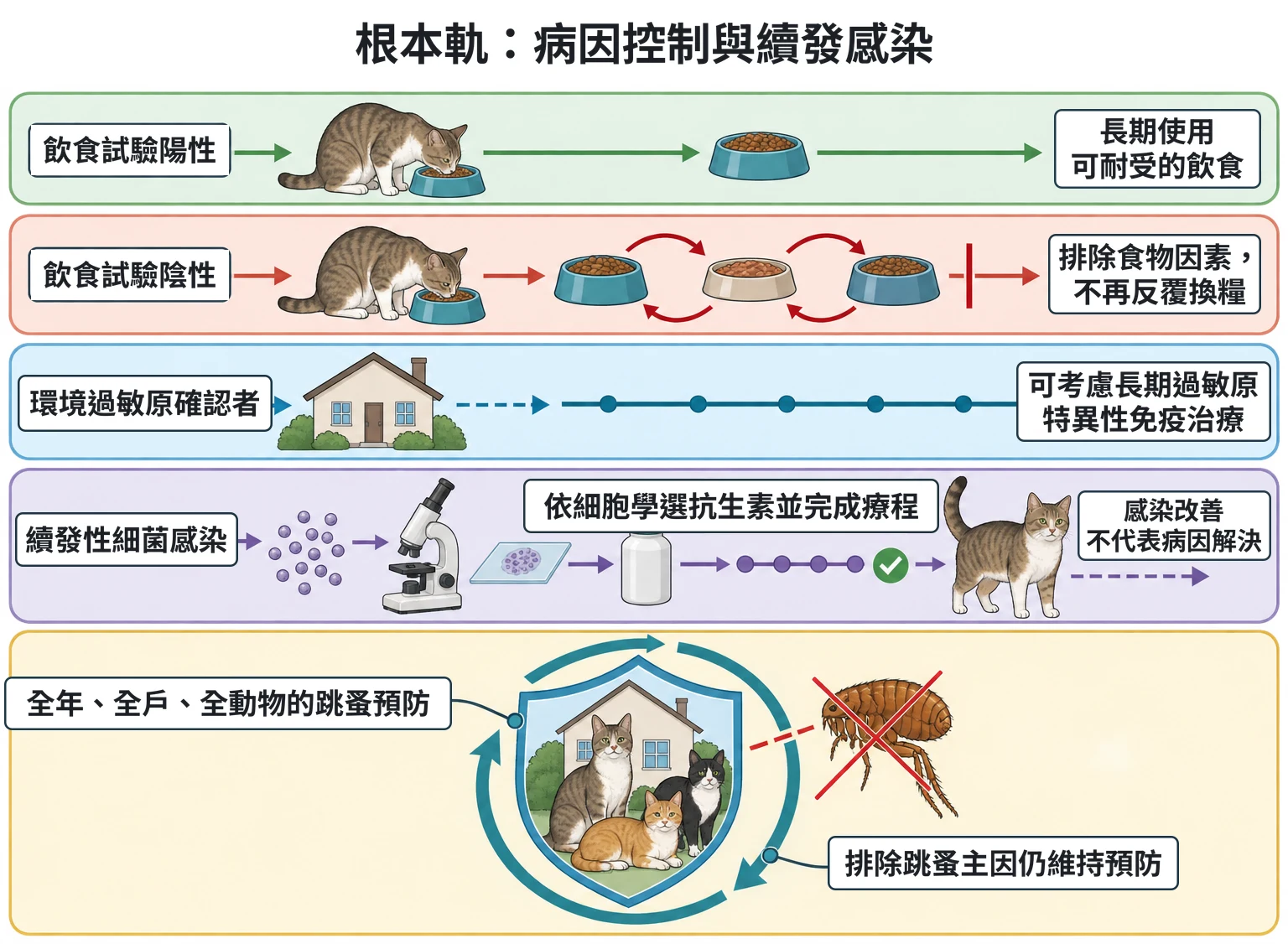 根本軌:病因控制與續發感染教學插圖