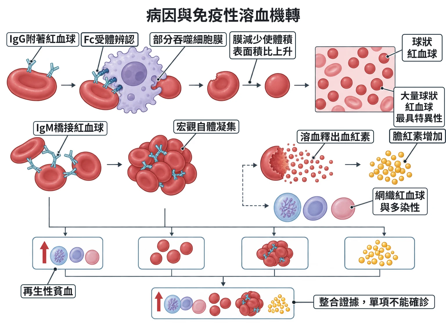 病因與免疫性溶血機轉教學插圖