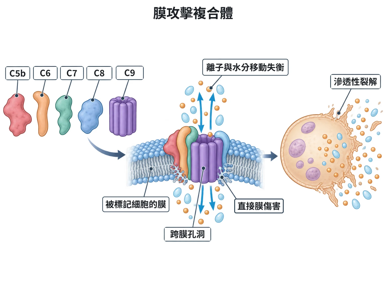 膜攻擊複合體教學插圖
