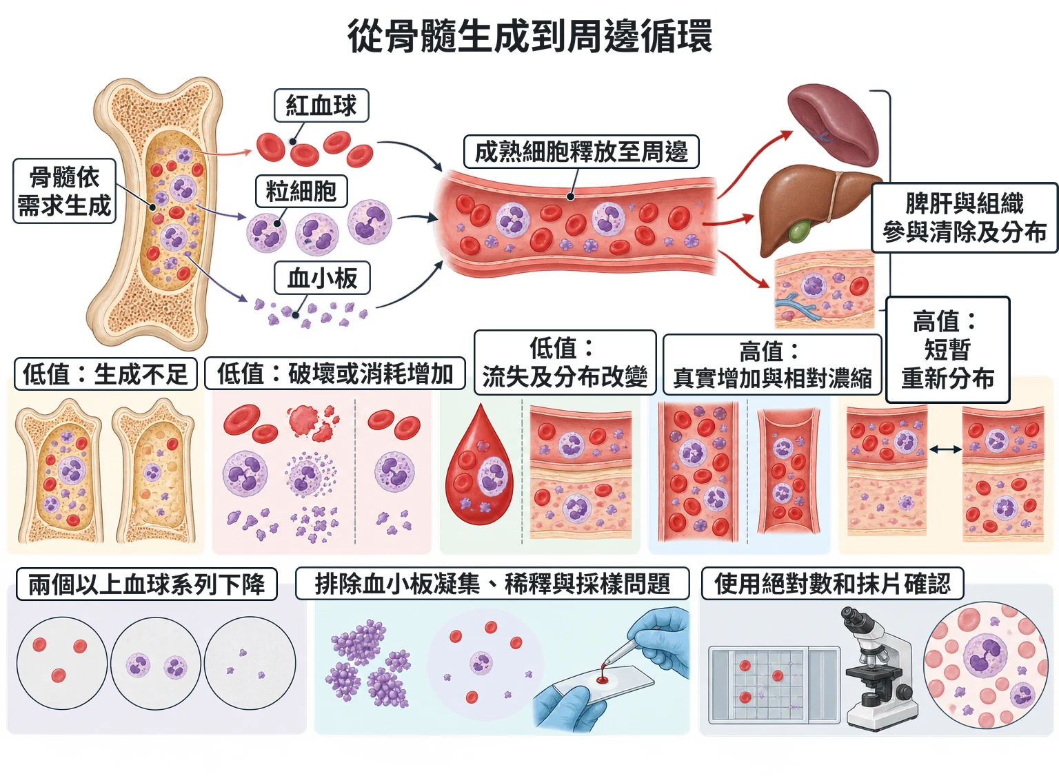 從骨髓生成到周邊循環教學插圖