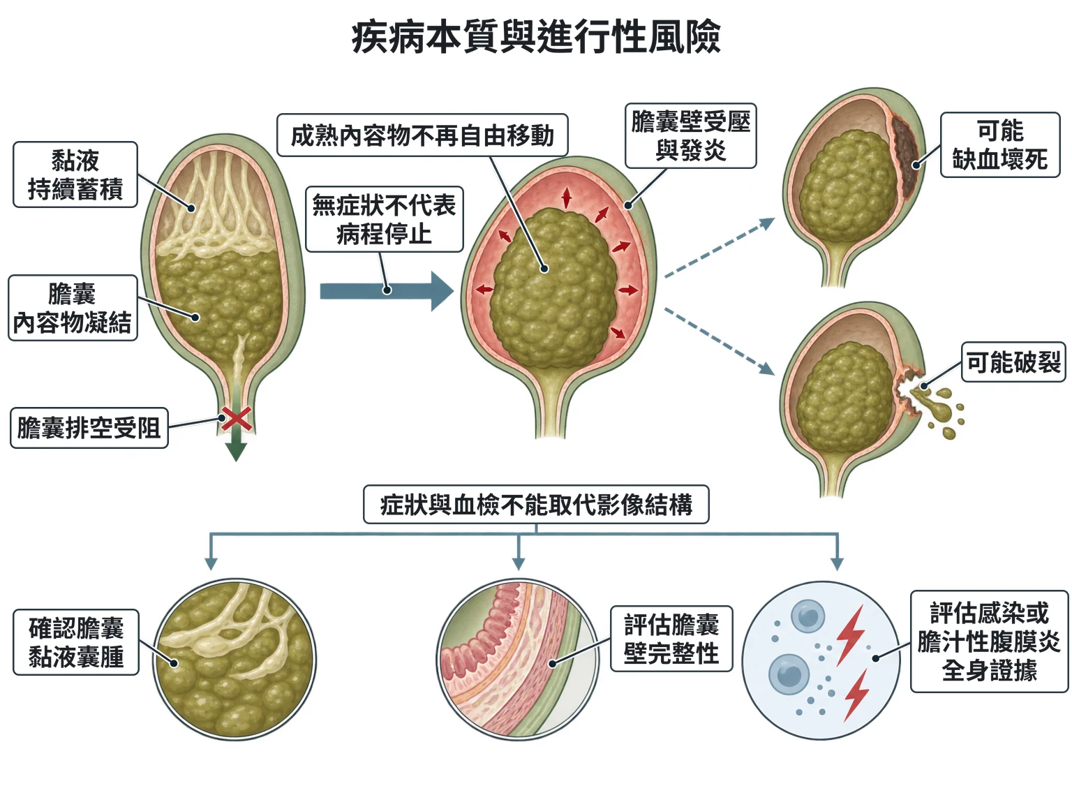 疾病本質與進行性風險教學插圖