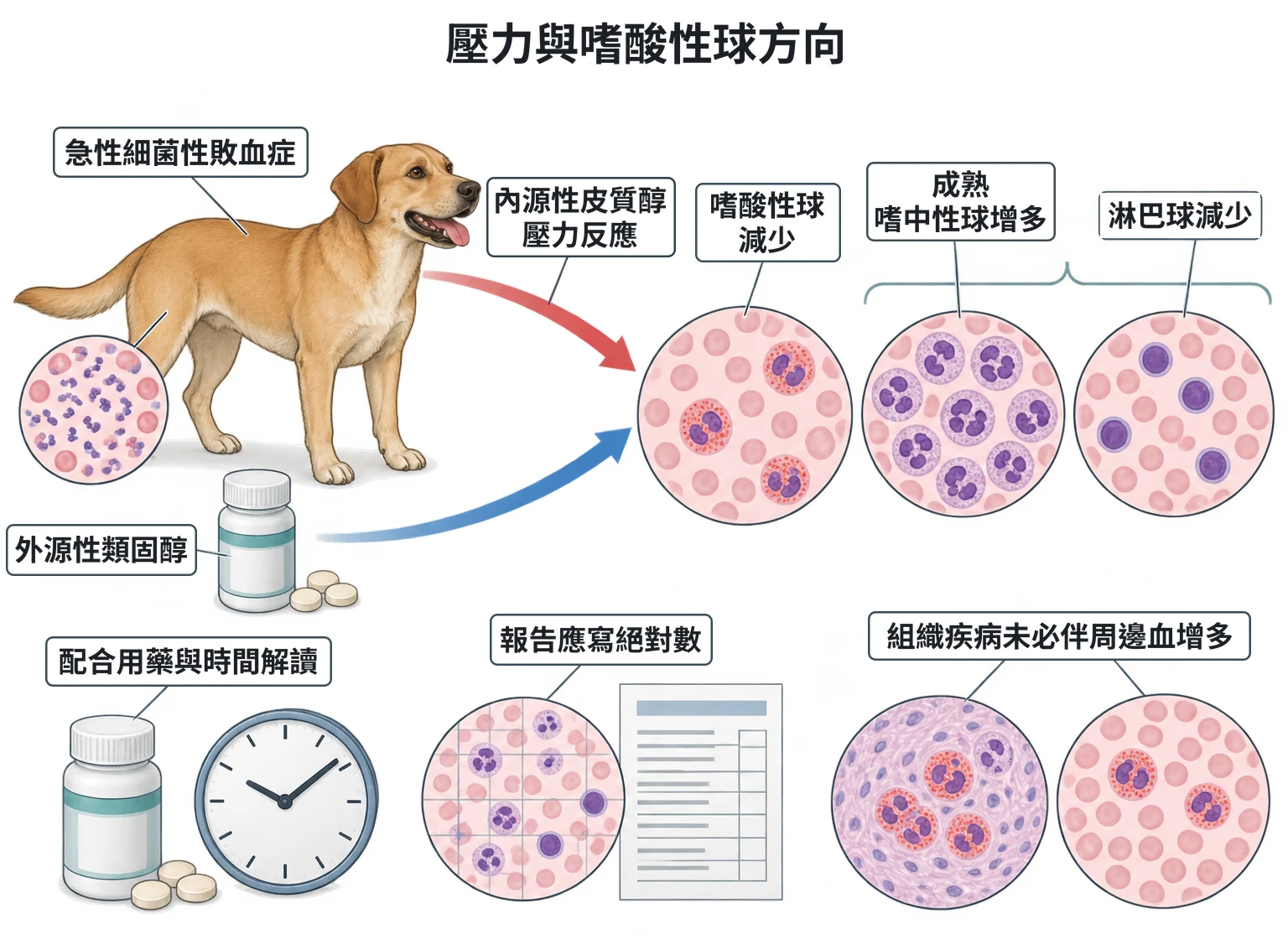 壓力與嗜酸性球方向教學插圖