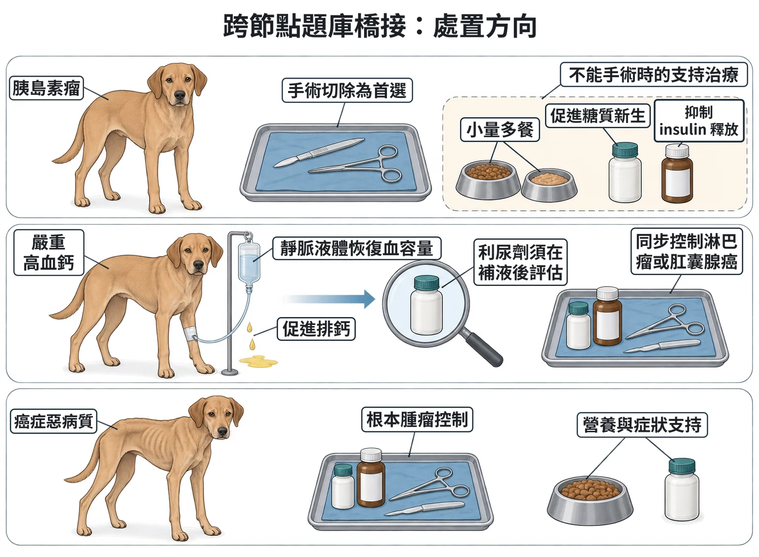 跨節點題庫橋接:處置方向教學插圖