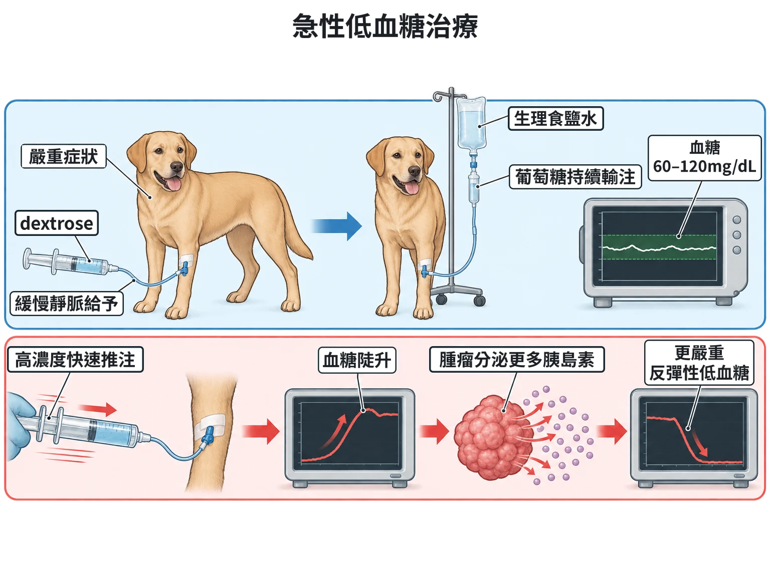 急性低血糖治療教學插圖
