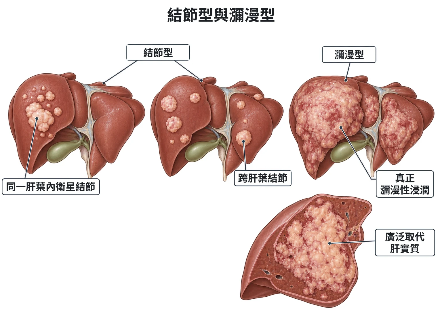 結節型與瀰漫型教學插圖