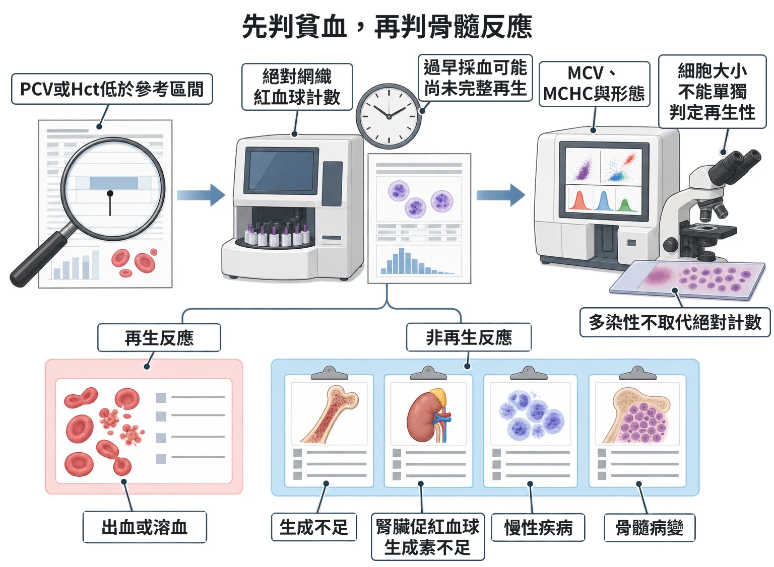 先判貧血,再判骨髓反應教學插圖