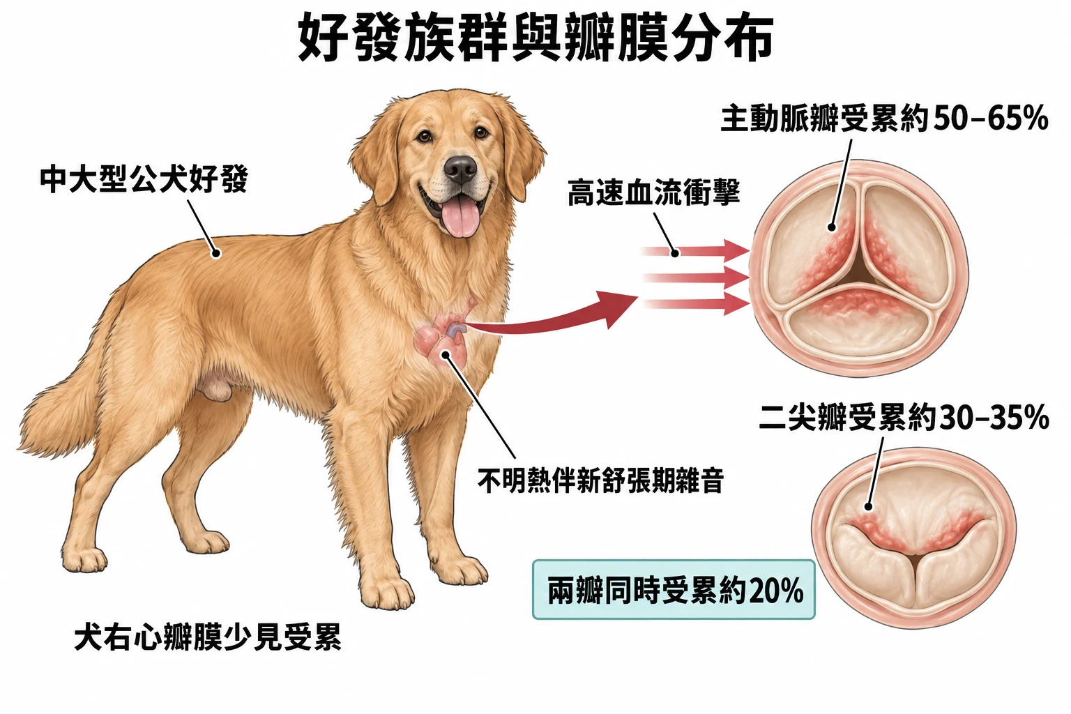 好發族群與瓣膜分布教學插圖