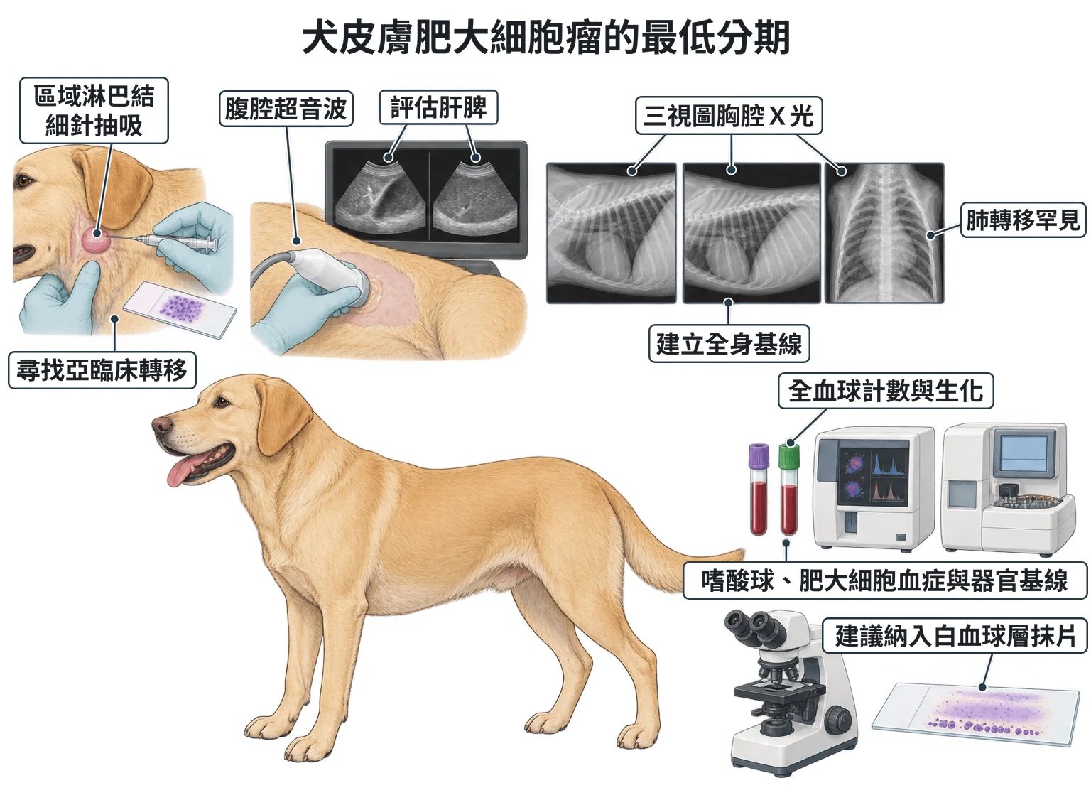 犬皮膚肥大細胞瘤的最低分期教學插圖