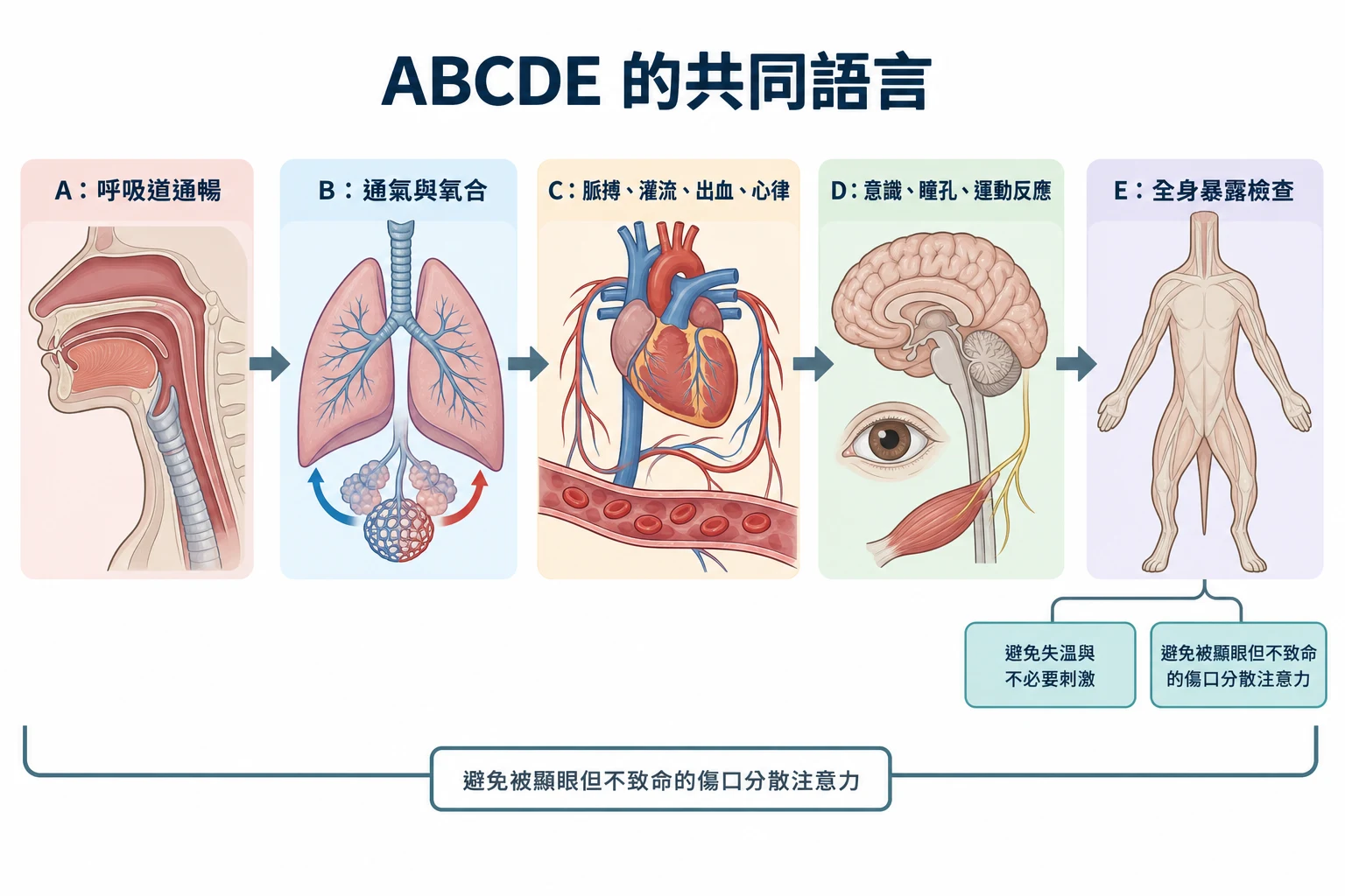 ABCDE 的共同語言教學插圖