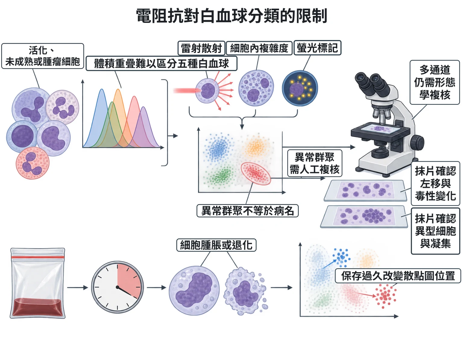 電阻抗對白血球分類的限制教學插圖