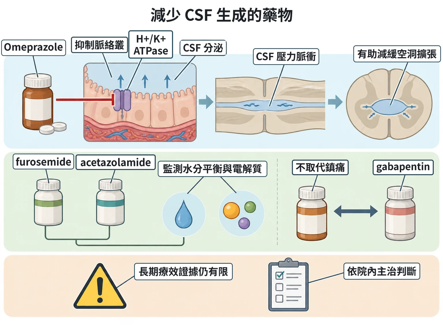 減少 CSF 生成的藥物教學插圖