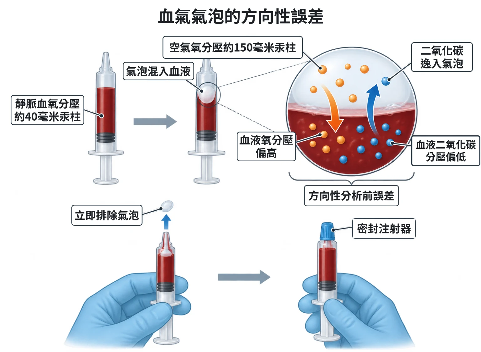 血氣氣泡的方向性誤差教學插圖