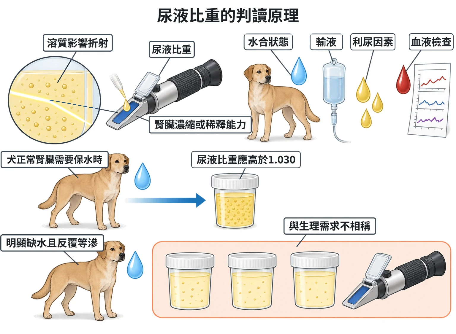 尿液比重的判讀原理教學插圖