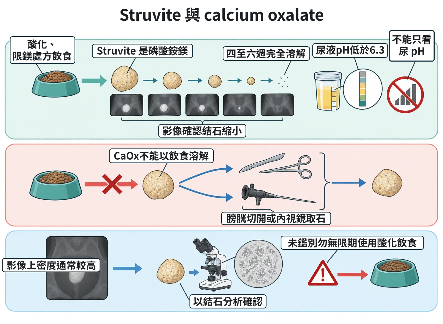 Struvite 與 calcium oxalate教學插圖