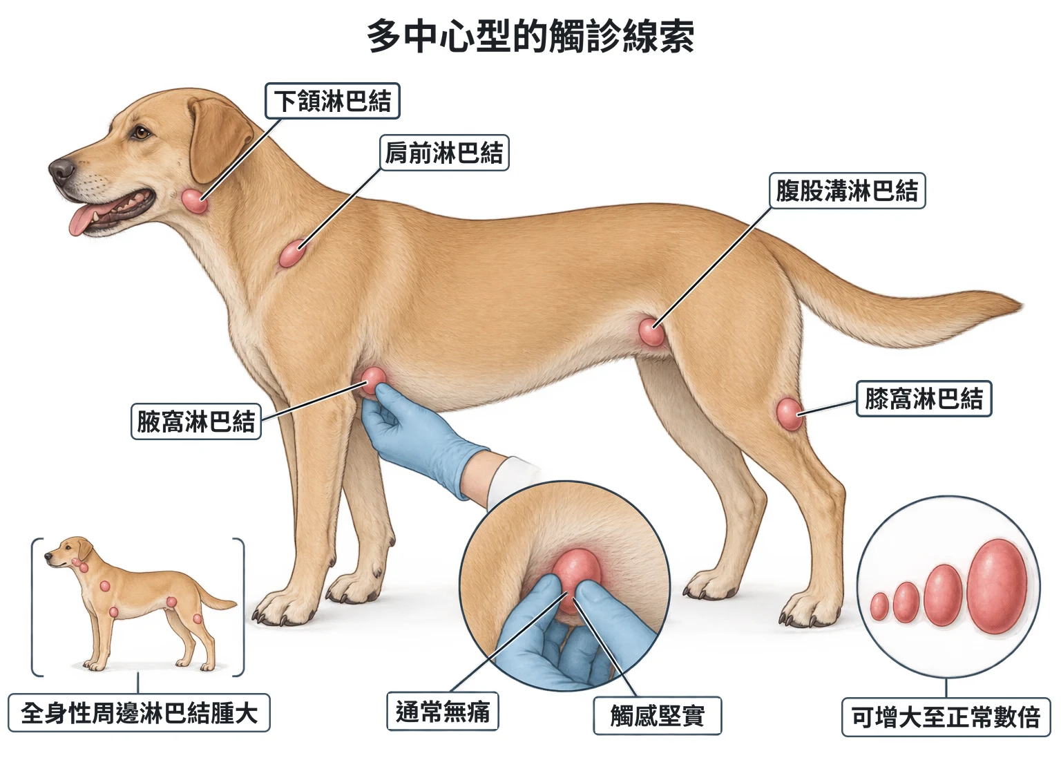 多中心型的觸診線索教學插圖