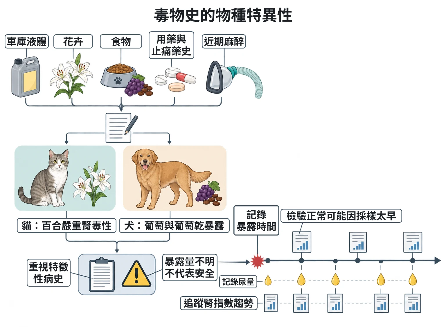 毒物史的物種特異性教學插圖