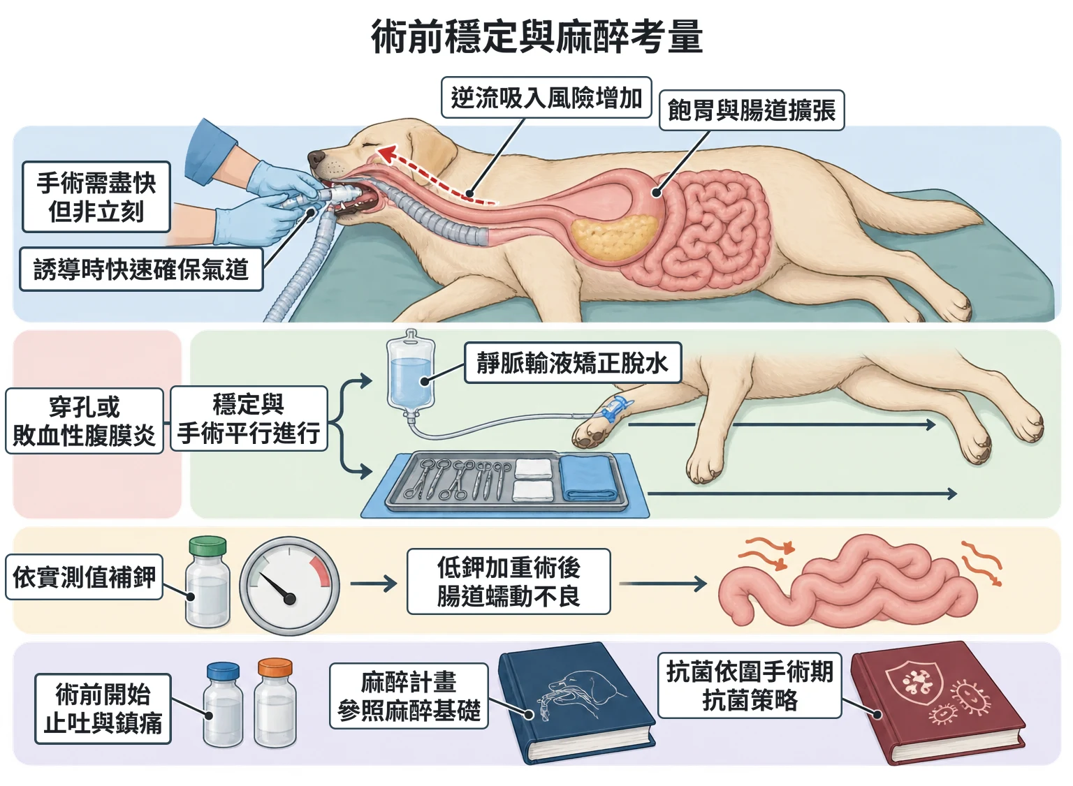 術前穩定與麻醉考量教學插圖