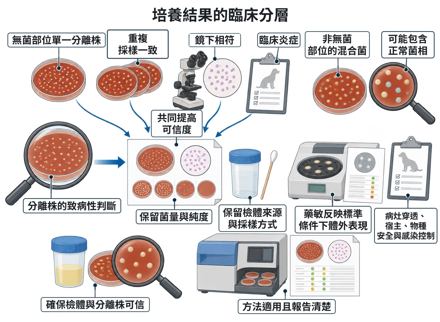培養結果的臨床分層教學插圖