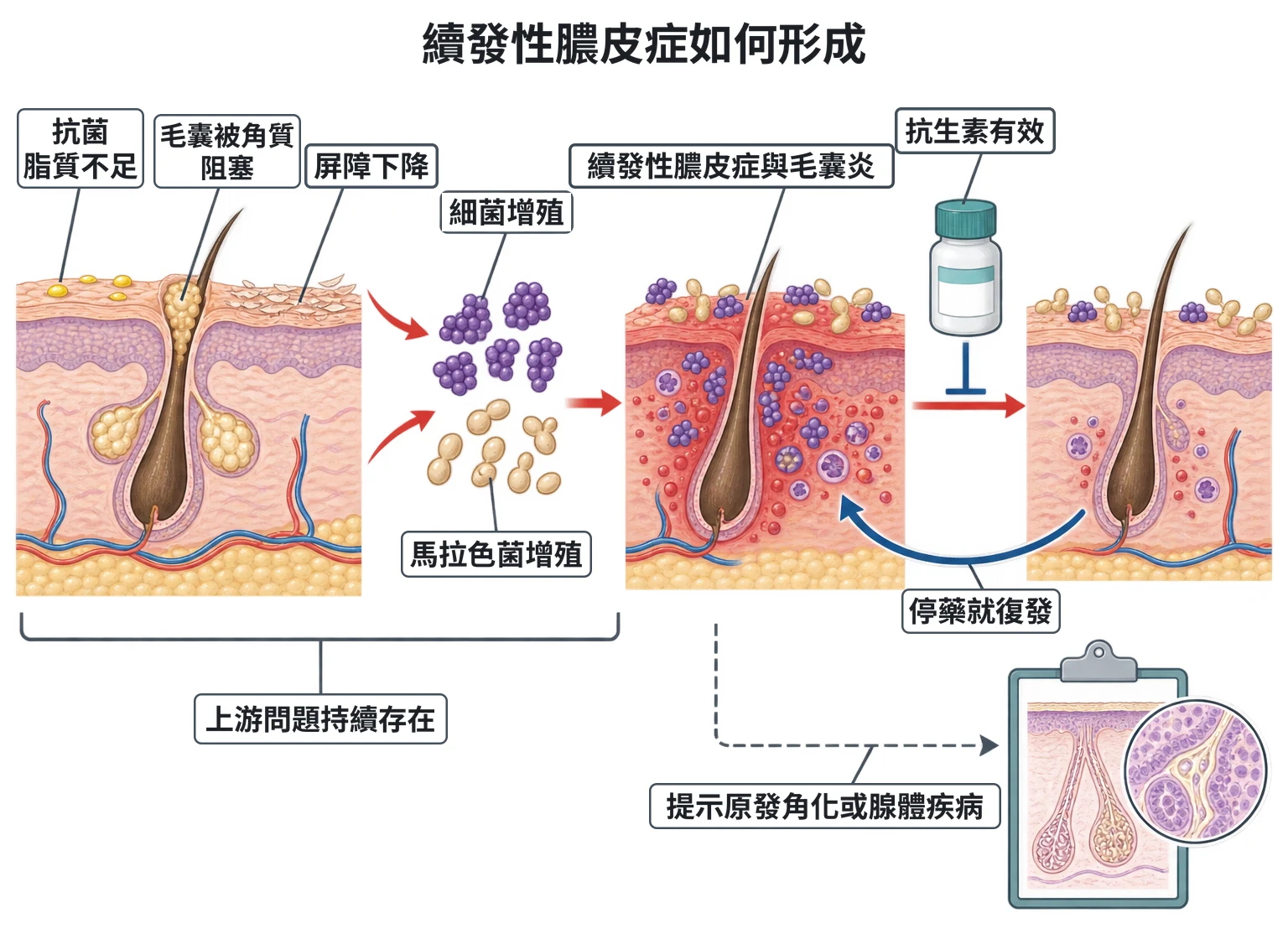 續發性膿皮症如何形成教學插圖