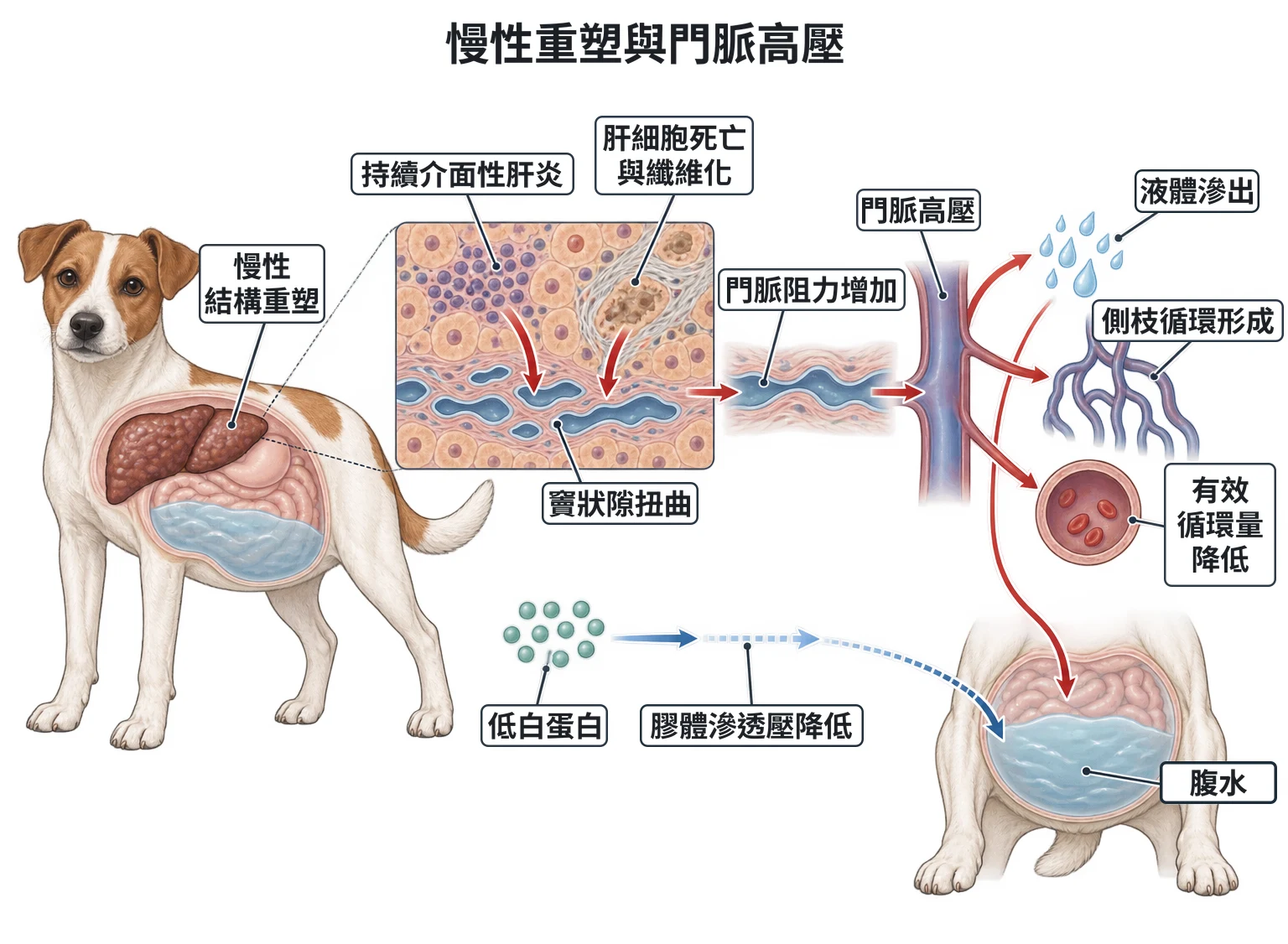 慢性重塑與門脈高壓教學插圖