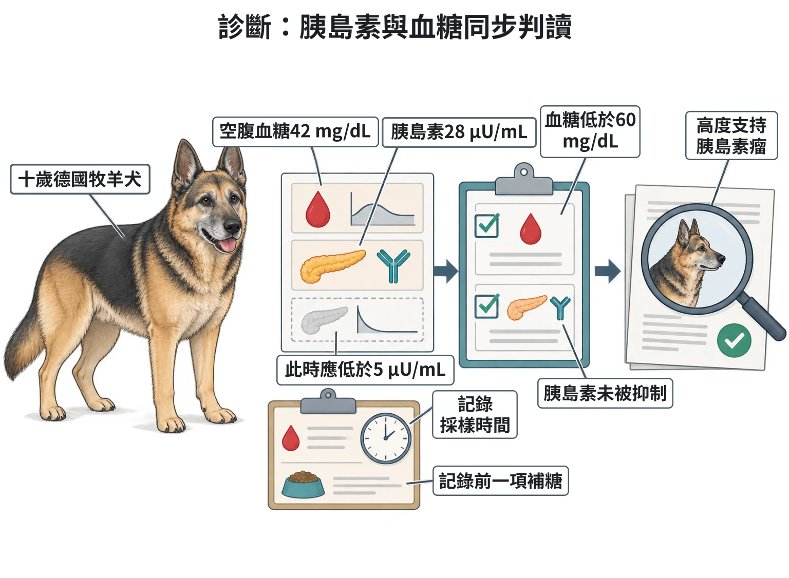 診斷:胰島素與血糖同步判讀教學插圖