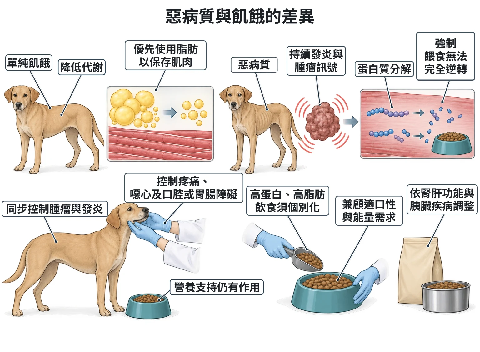 惡病質與飢餓的差異教學插圖