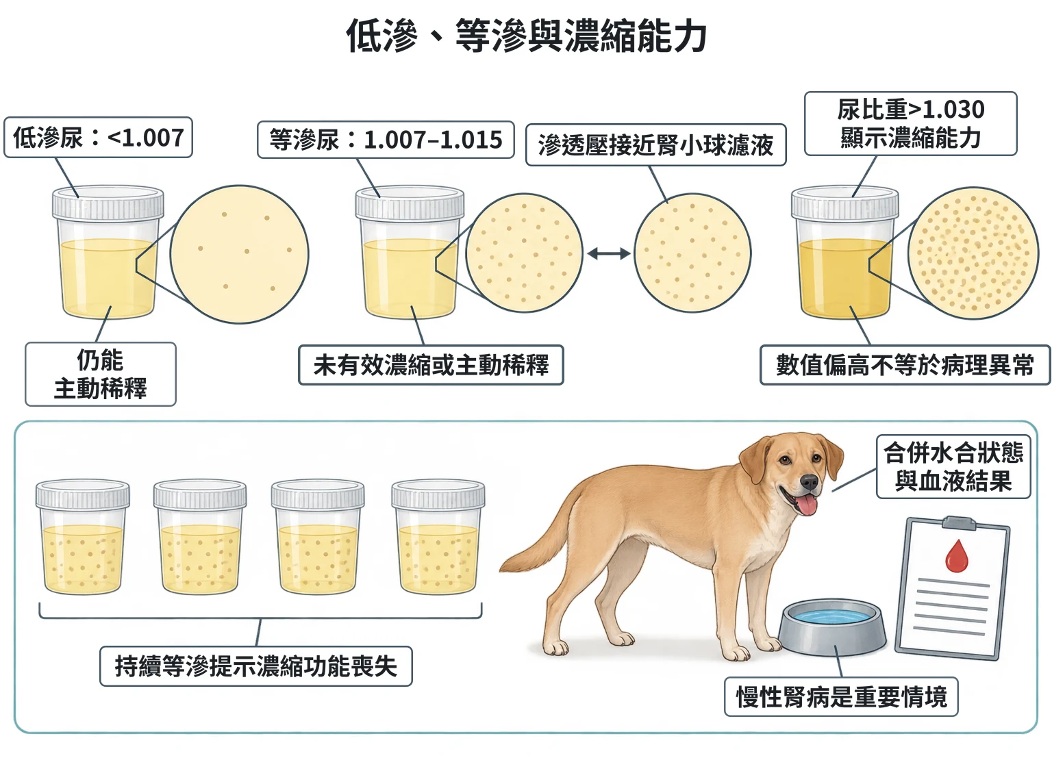 低滲、等滲與濃縮能力教學插圖