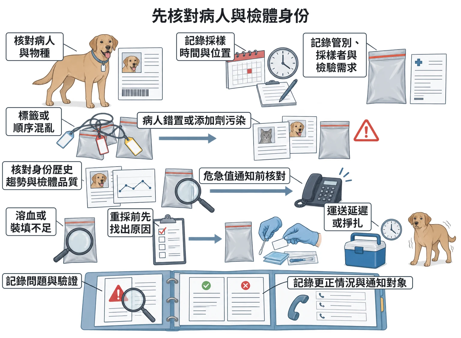 先核對病人與檢體身份教學插圖
