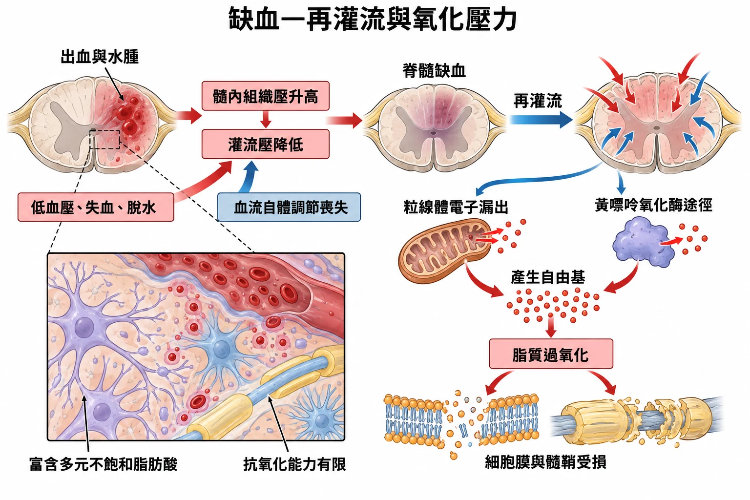 缺血—再灌流與氧化壓力教學插圖