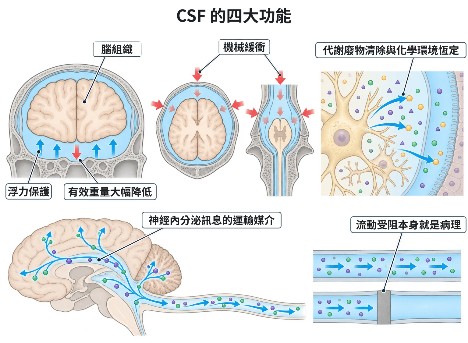 CSF 的四大功能教學插圖