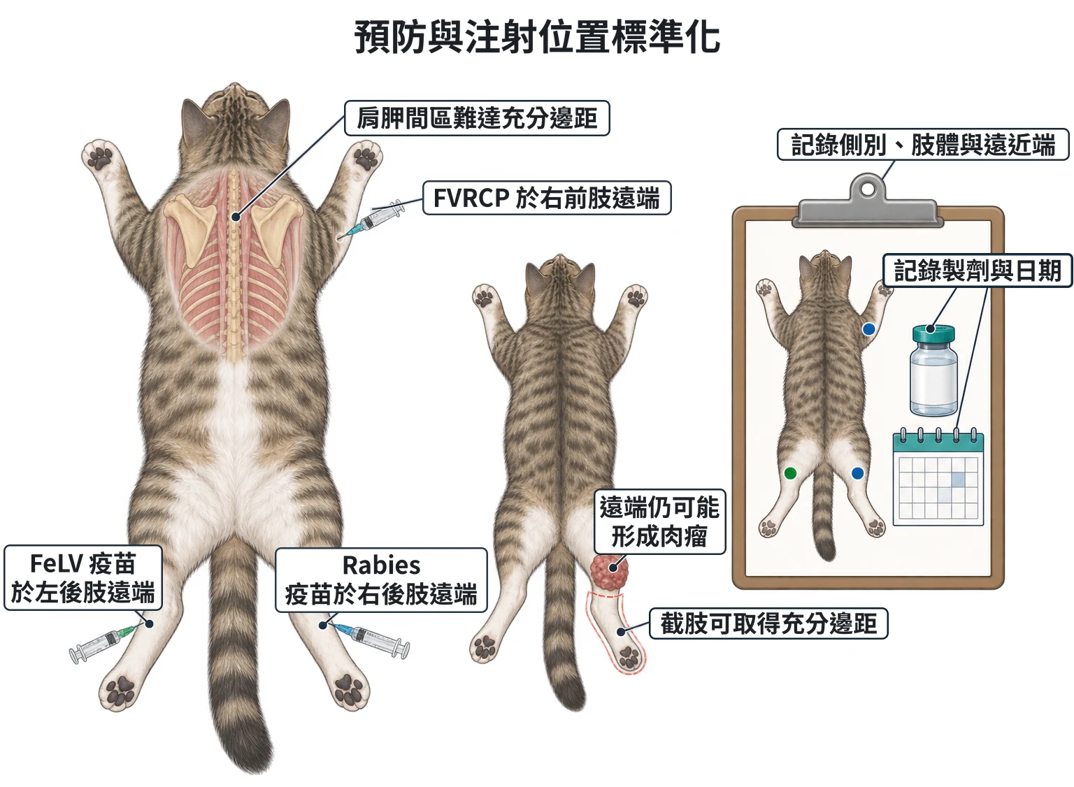 預防與注射位置標準化教學插圖