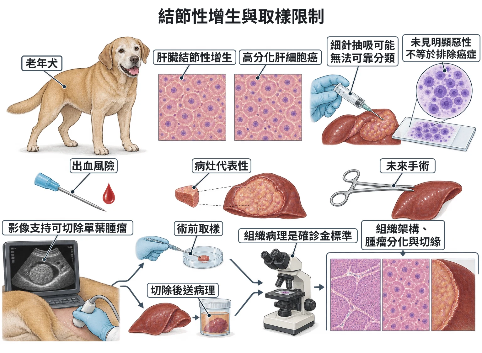 結節性增生與取樣限制教學插圖