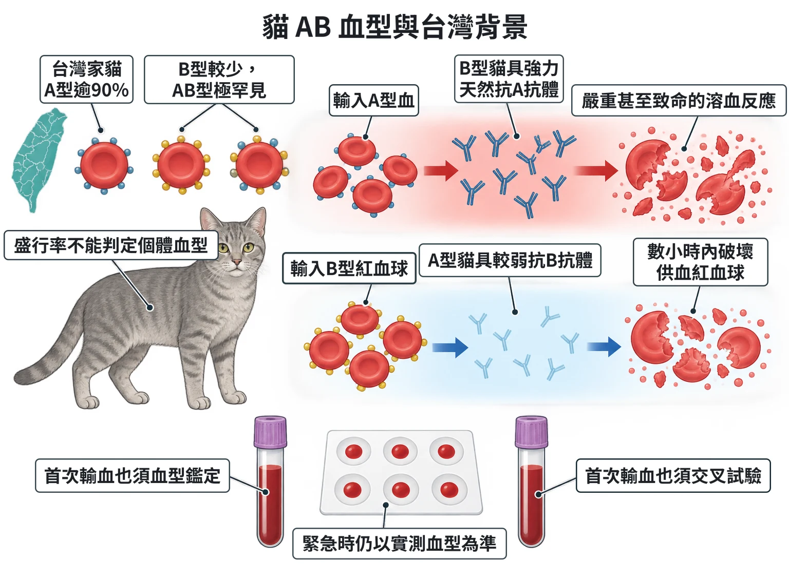 貓 AB 血型與台灣背景教學插圖