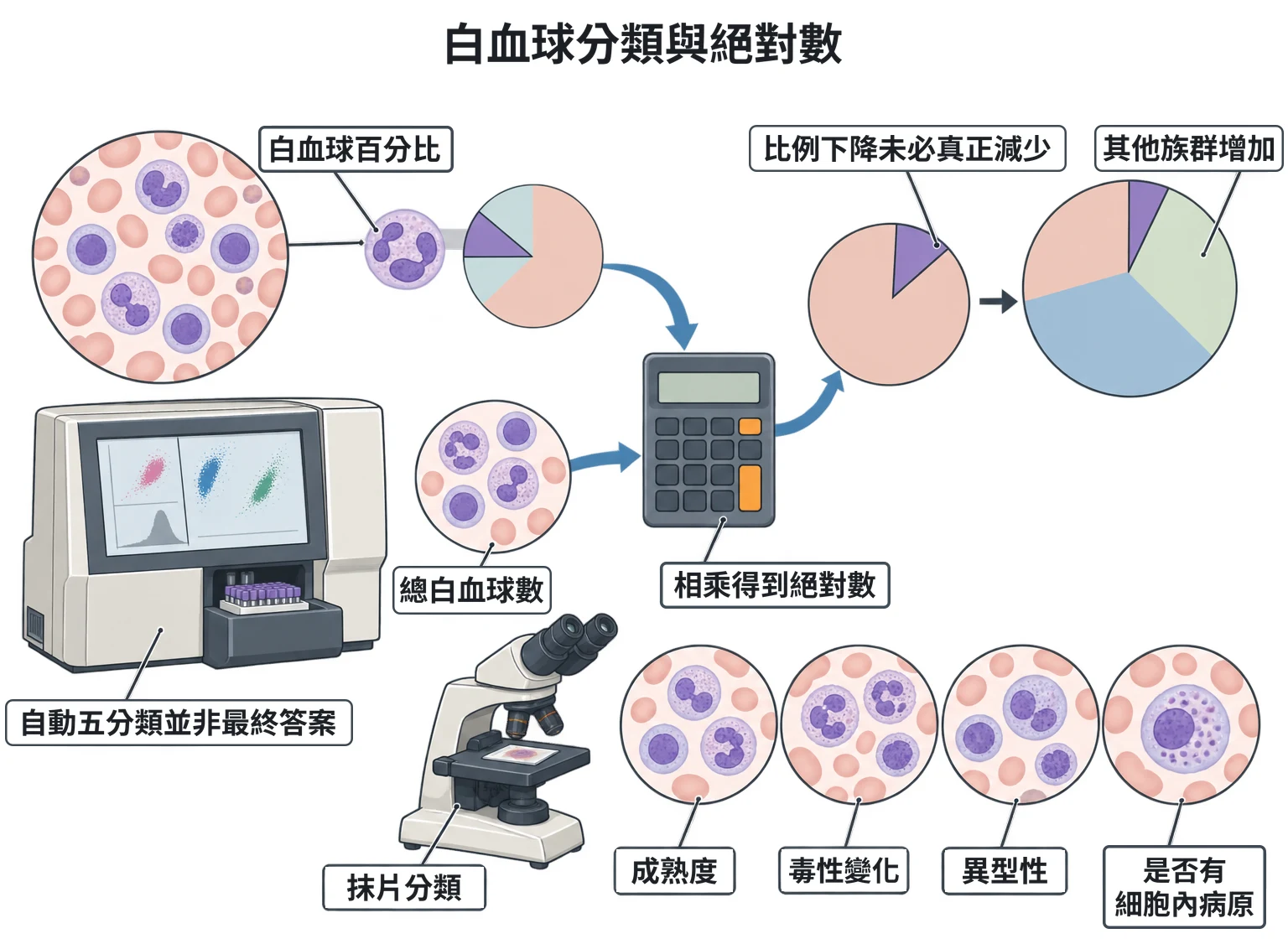 白血球分類與絕對數教學插圖